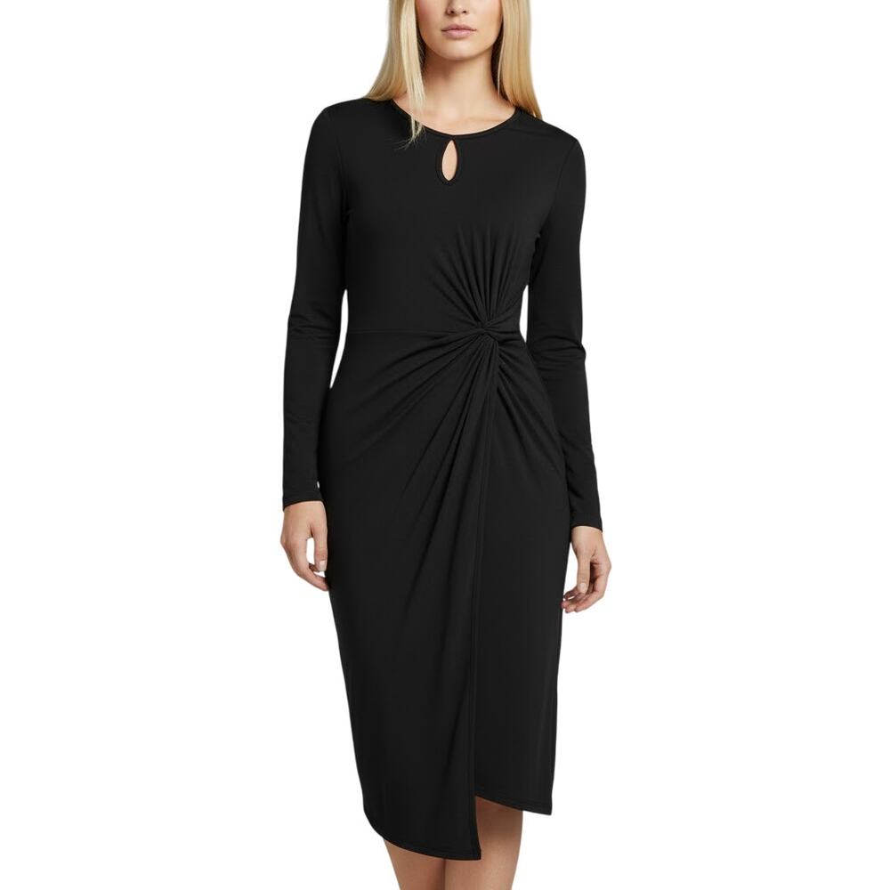 Nine Britton Black Keyhole Twist Side Sheath Dress NWT Size Small Petite